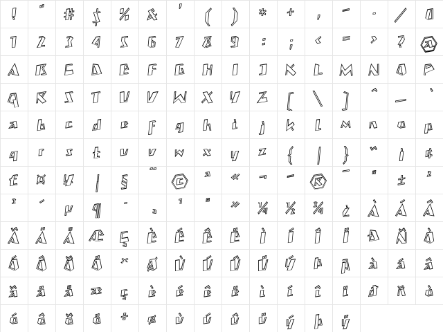 MateoOutlineBoldLL Medium font glyphpreview