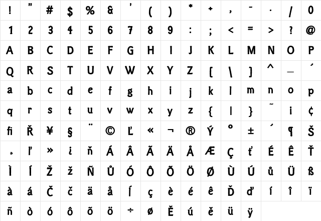 Clichee Bold font glyphpreview