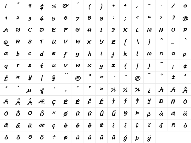 Escript LT Regular Bold Italic font glyphpreview