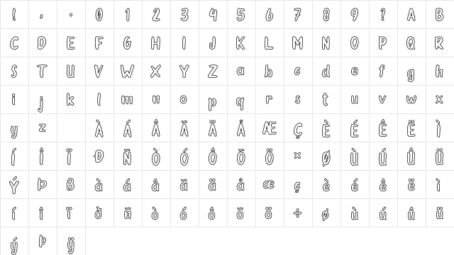 Oleander Cakes Outline Regular font glyphpreview