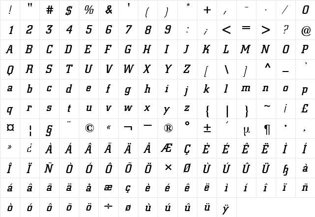 City BQ Italic font glyphpreview