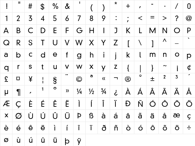 DINNeuzeitGrotesk-Light  font glyphpreview