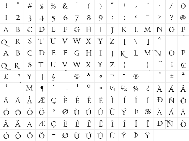 PF Monumenta Pro Shaded font glyphpreview