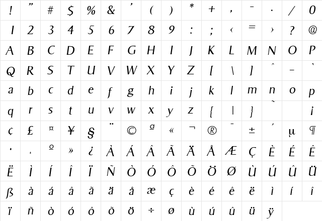 Sigvar-Serial-Light RegularItalic font glyphpreview