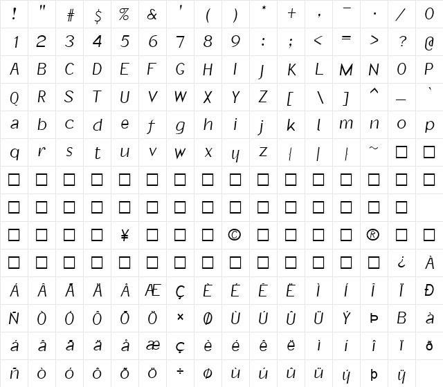 FZ BASIC 21 Normal font glyphpreview