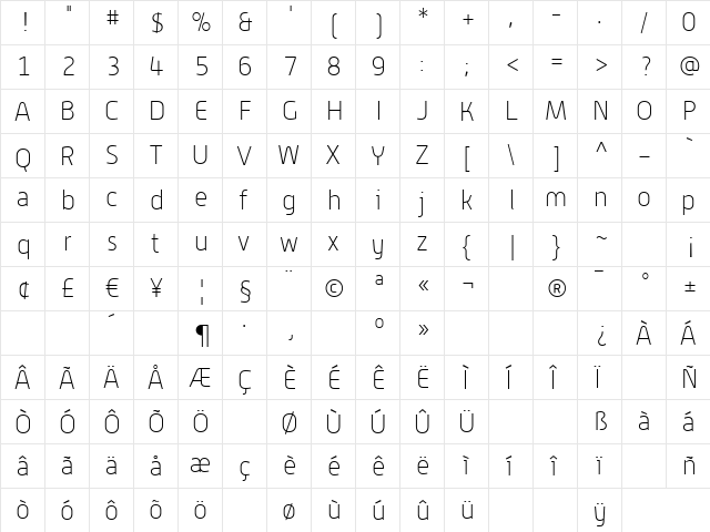 Alwyn Thin font glyphpreview
