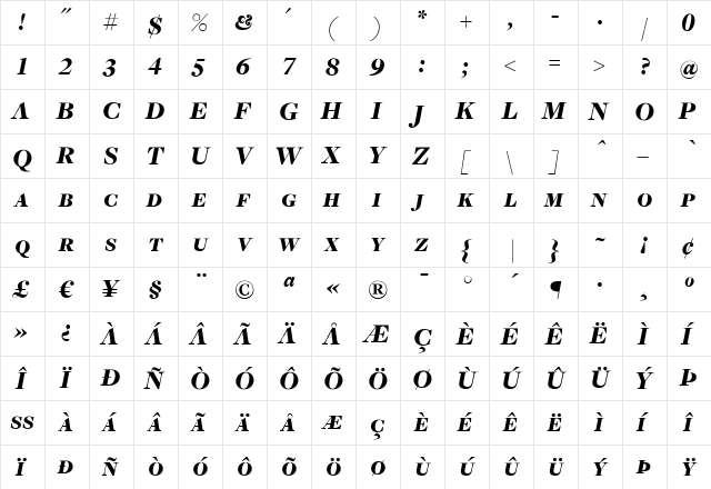 FreightDispBlackItalicSC Regular font glyphpreview