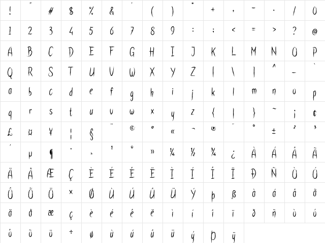 Simple Chalk Regular font glyphpreview