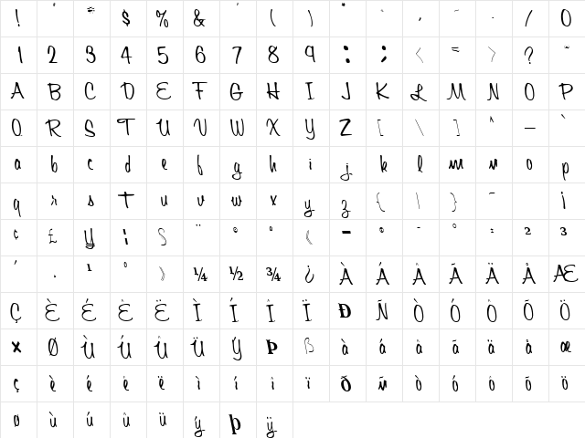 Script Regular font glyphpreview