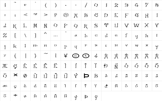 FZ JAZZY 21 STRIPED EX Normal font glyphpreview