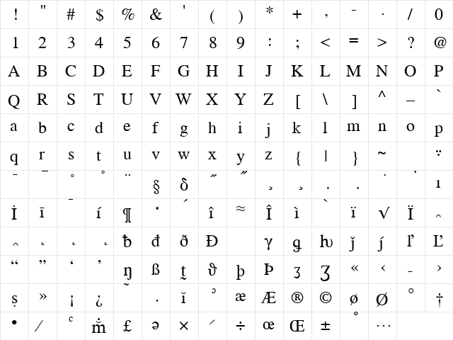 JAIS1 TTW Regular font glyphpreview