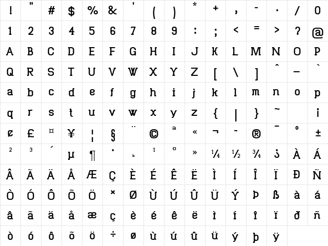 Trunkmill Regular font glyphpreview