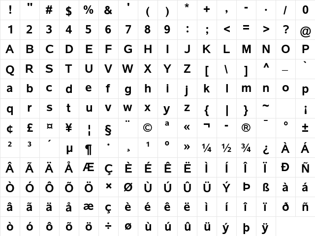 Albany Std Bold font glyphpreview