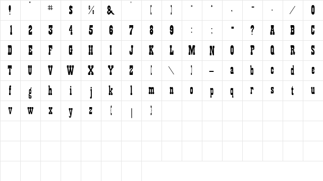 TumbleweedExpandedSSK Regular font glyphpreview