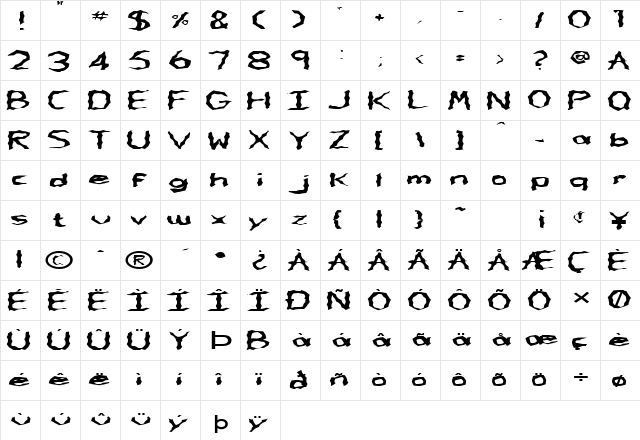 FZ WACKY 62 EX Normal font glyphpreview
