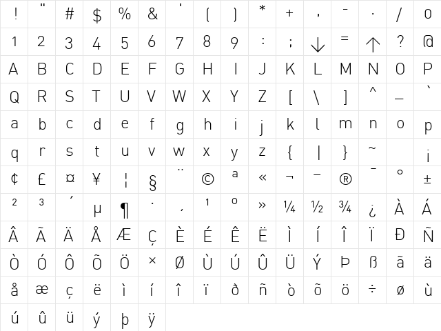 DIN LightAlternate font glyphpreview