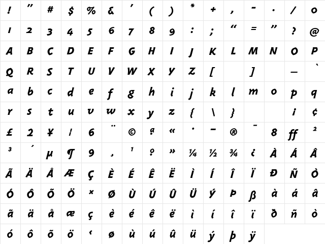 Triplex-ExtraBold Extra BoldItalic font glyphpreview