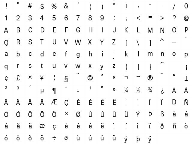 BrownLight Regular font glyphpreview