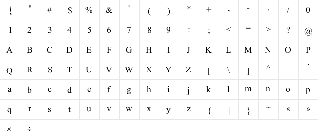 MB Lateefi Regular font glyphpreview