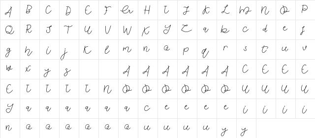 Anindya Meita Demo Regular font glyphpreview