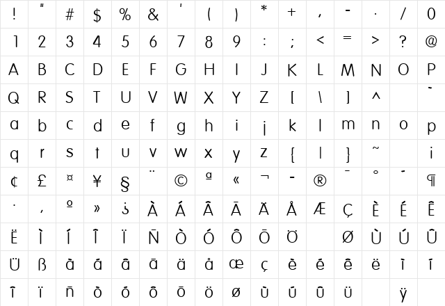 Volkswagen Regular font glyphpreview