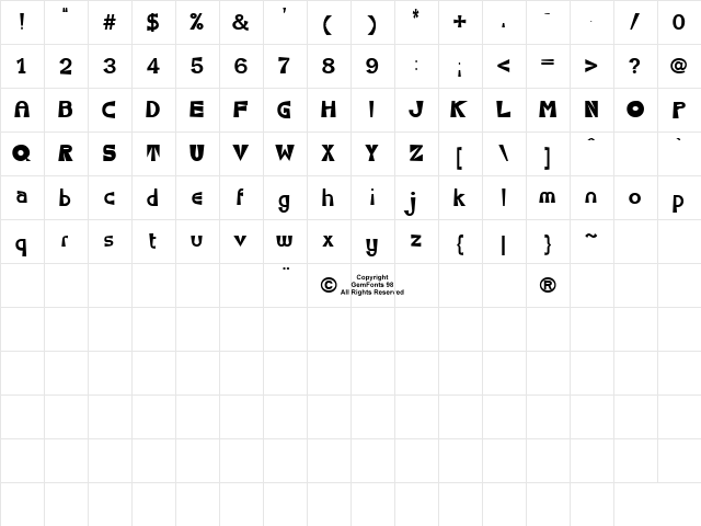 Seventy Flares Regular font glyphpreview