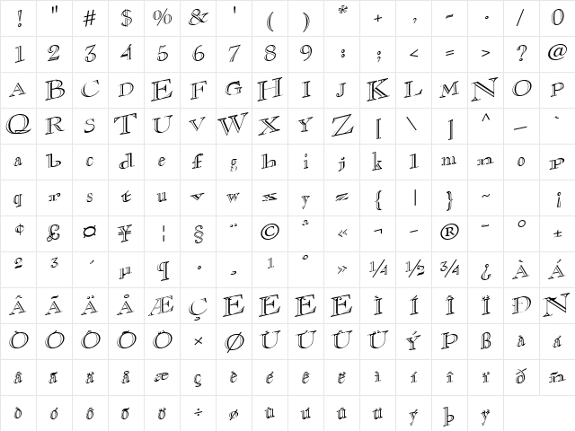 Two Regular font glyphpreview