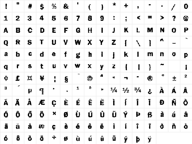 Funky47 Becker Regular font glyphpreview