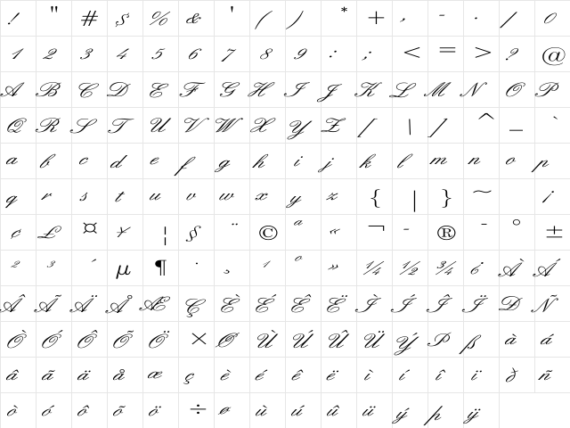 English Wd Regular font glyphpreview