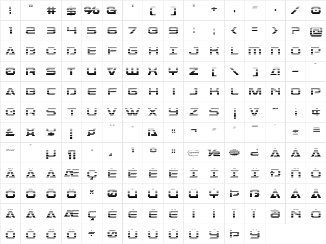 Dameron Gradient Regular font glyphpreview