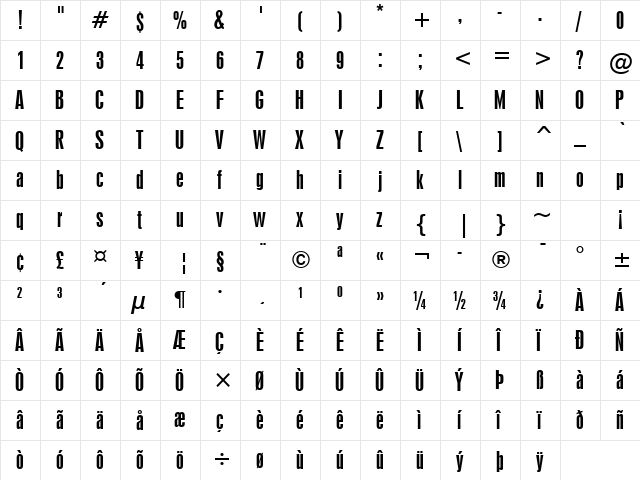 Swiss924 BT Regular font glyphpreview
