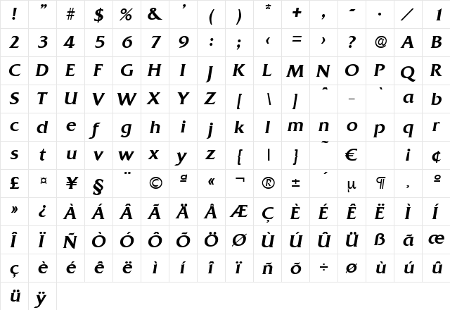 Quadrat-MediumIta Regular font glyphpreview