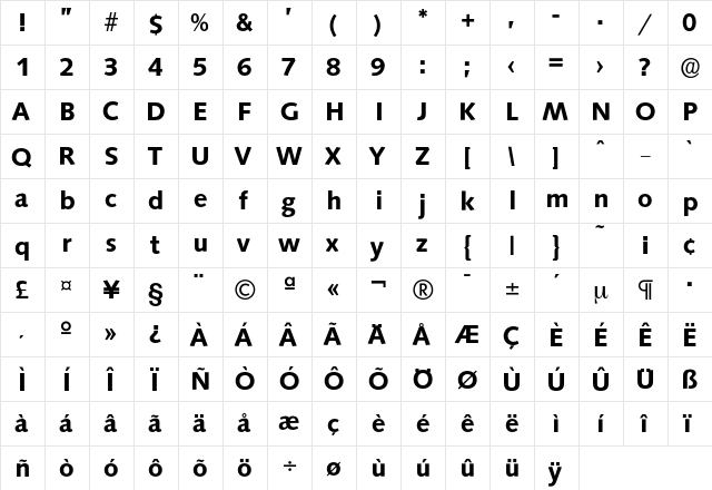 Saxony-DemiBold Regular font glyphpreview