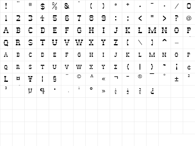 Alamo Normal font glyphpreview