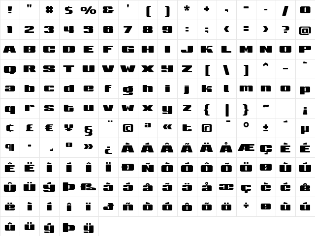 Sneakers UltraWide Regular font glyphpreview