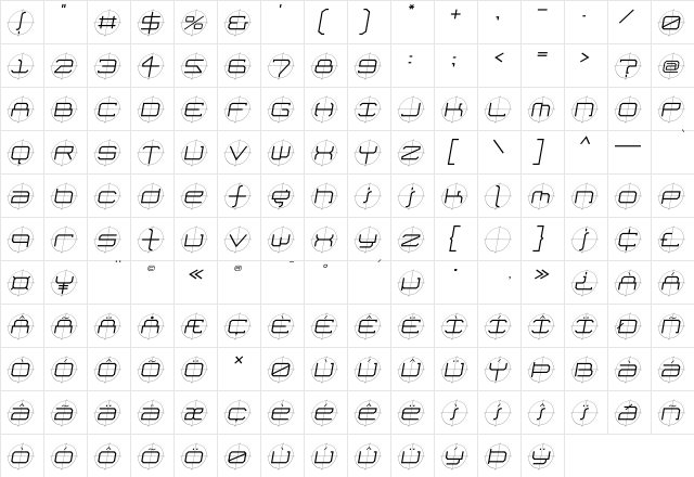 FutureKill LightSkew font glyphpreview