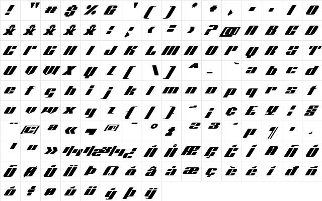 Octuple max Regular font glyphpreview