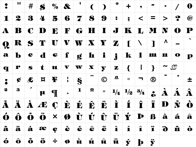 Sophisticate Ultra SSi Black font glyphpreview