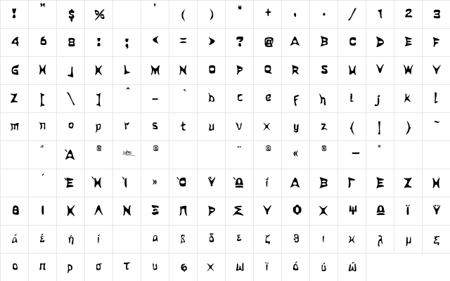 FL_Organic Regular font glyphpreview