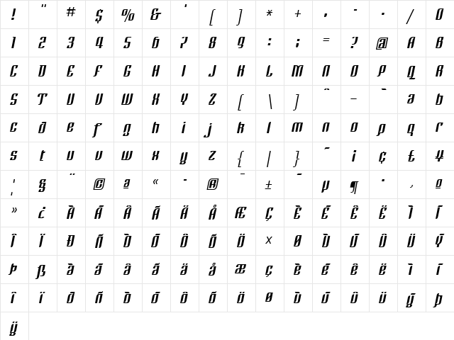 LTRezident Three Regular font glyphpreview