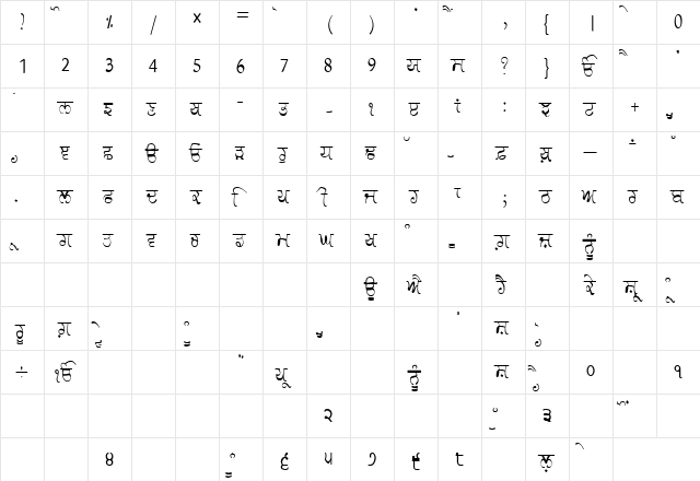GurmukhiLys 030 Thin Normal font glyphpreview
