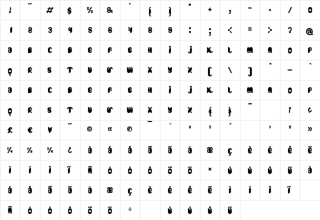 TWentyONe Regular font glyphpreview