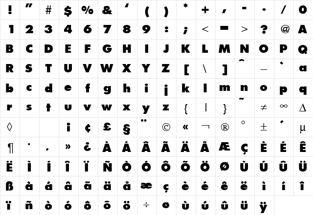 FunctionTwoExtrabold Regular font glyphpreview