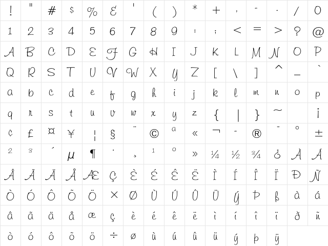 Freehand591 Regular font glyphpreview
