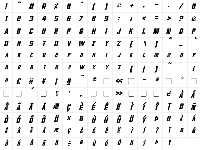 Volkoff Italic font glyphpreview