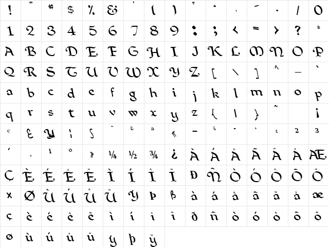 Devoted Regular font glyphpreview