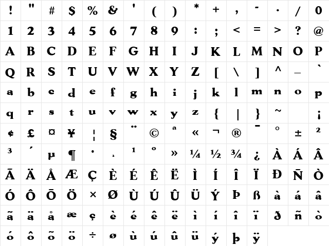 FZ ROMAN 30 Normal font glyphpreview