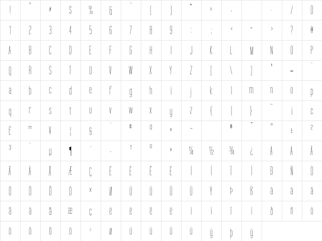 Tall Films Regular font glyphpreview