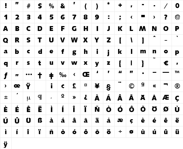 Saxony-Bold Regular font glyphpreview