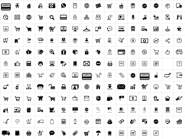 E-commerce Regular font glyphpreview